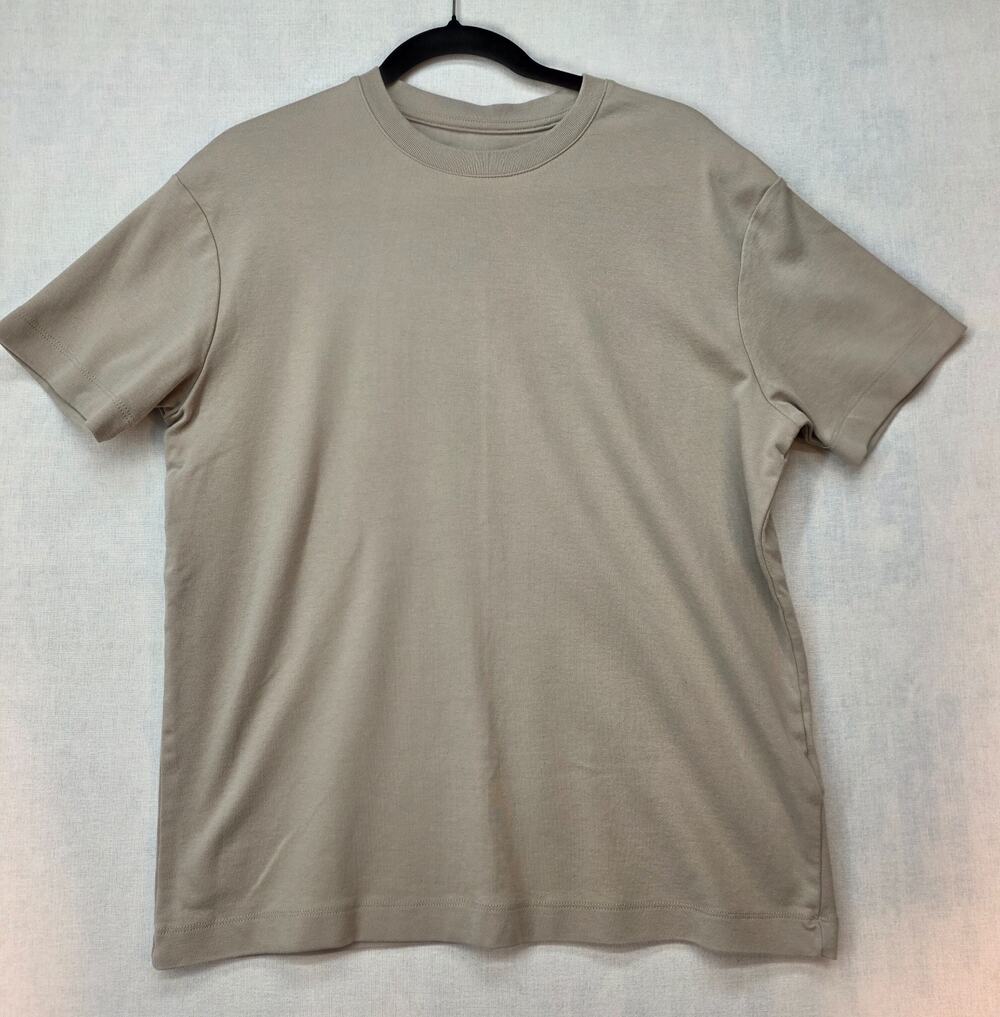 Porter & Ash Men's Comfort Fit Crewneck T-Shirt Beige Cotton Short Sleeve Sz Med